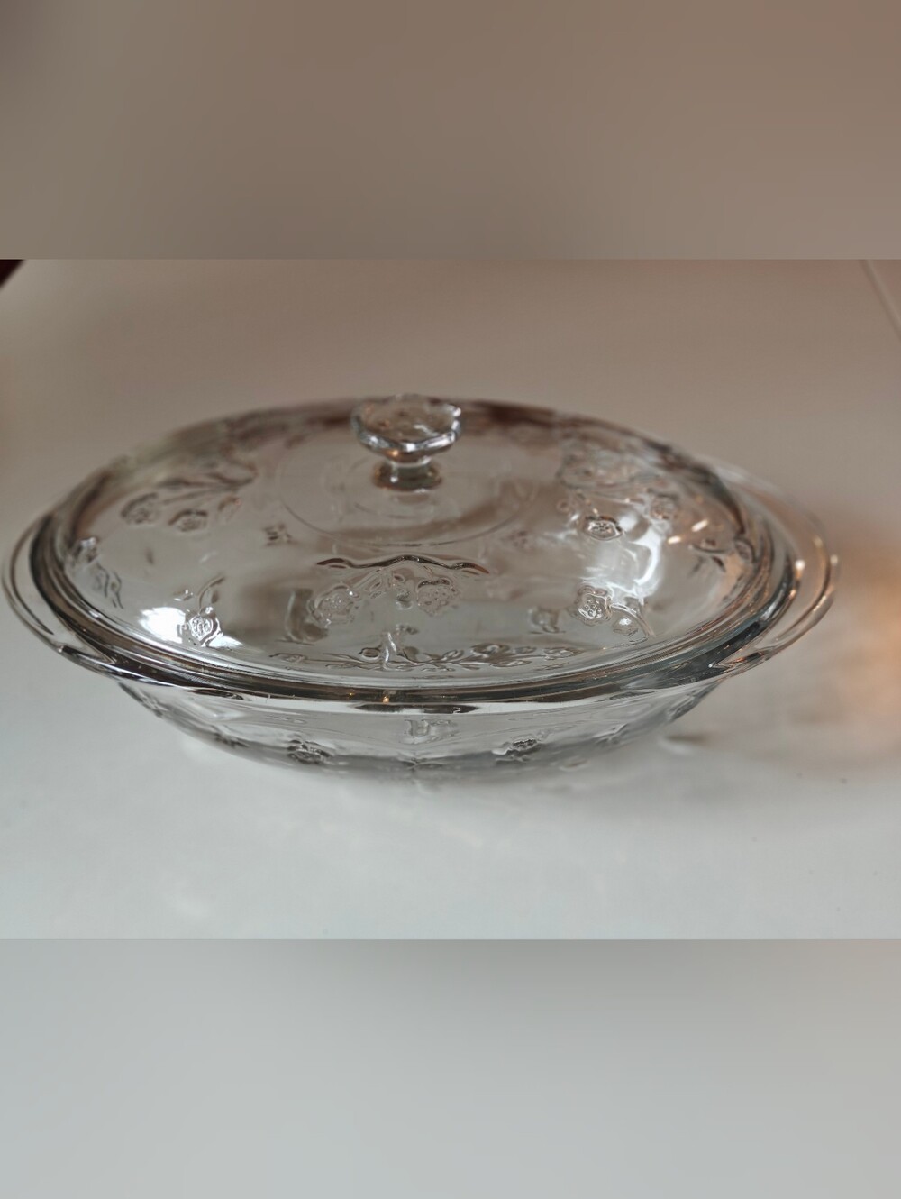 vintage Anchor Hocking Savannah Oval Lidded Casserole Dish 2 Qt 13 X 8 X 5" Y2K